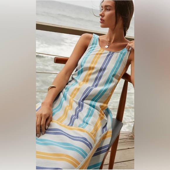 NWT Anthropologie Women’s Boho Awning Striped Pocket Maxi Dress - Picture 2 of 5
